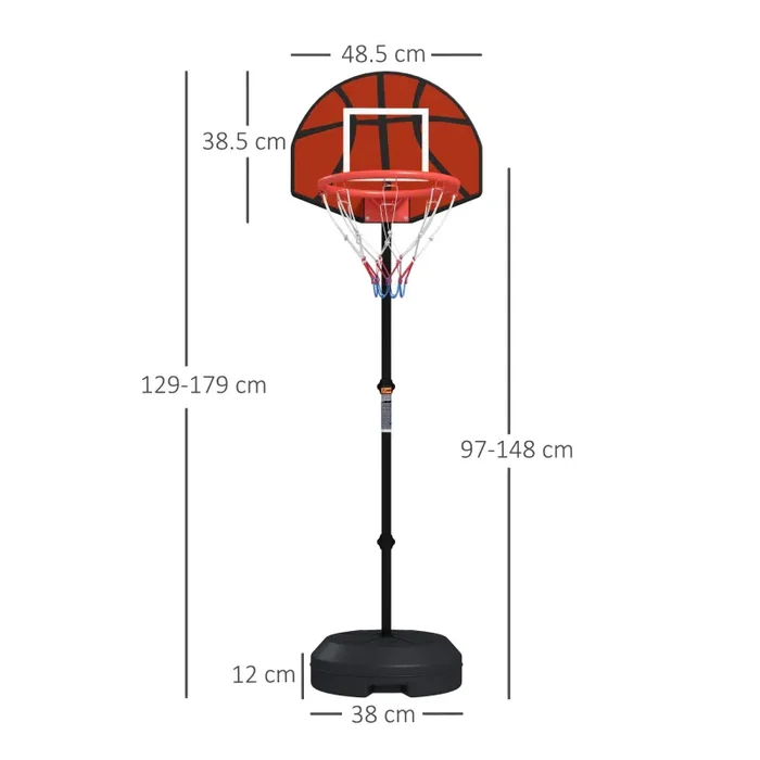 Canestro Basket con Bersaglio Freccette 2 in 1 38,5×48,5×179 cm in Acciaio e PE Nero e Marrone - immagine 3
