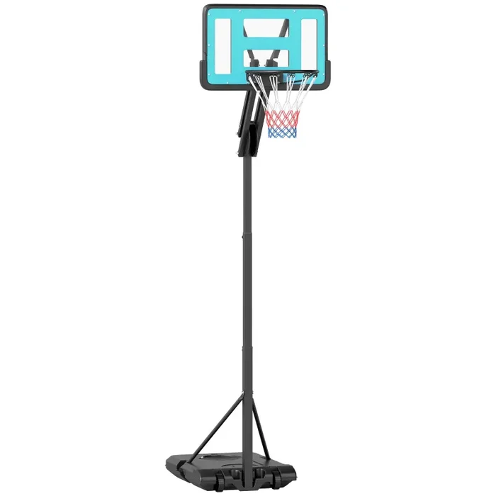 Canestro Basket da Esterno Regolabile 146-236 cm con Ruote e Base Riempibile Nero