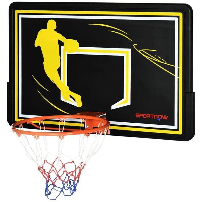 Canestro Basket per Bambini e Adulti 110x90x70 cm in Acciaio e PE Nero e Giallo