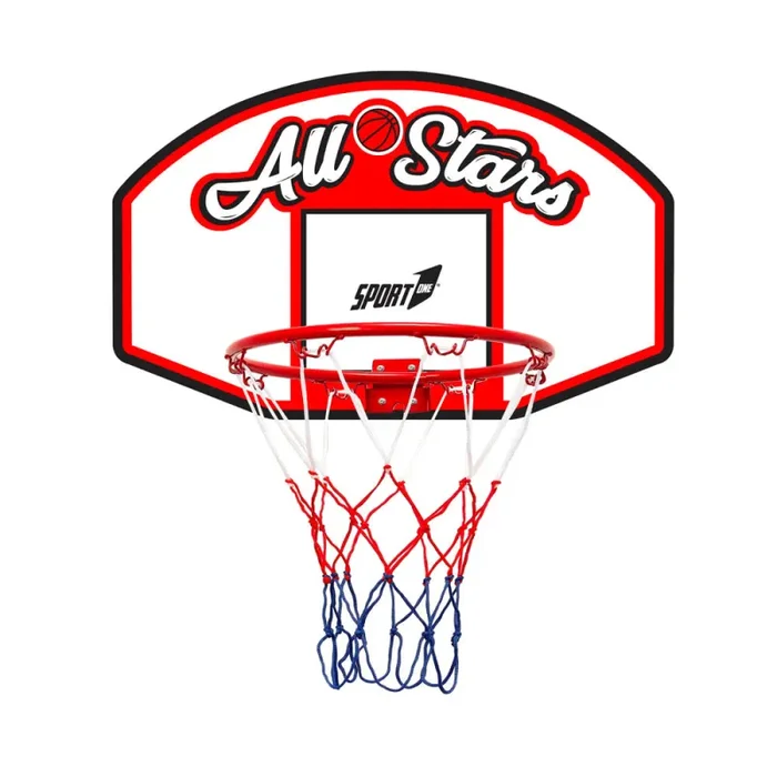 Canestro da Basket 90×60 cm in Metallo Regolamentare All Stars Bianco Rosso