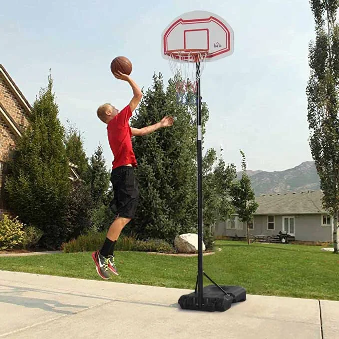 Canestro da Basket ad Altezza Regolabile 210-260 cm con Base Riempibile e 2 Ruote - immagine 2