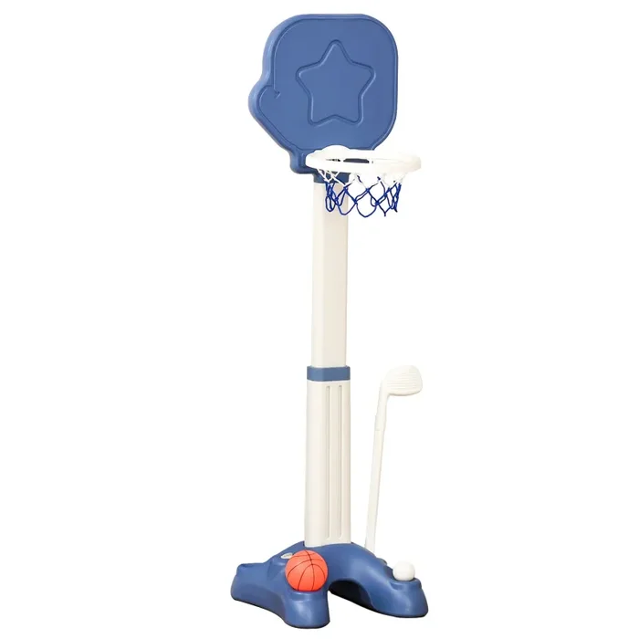 Canestro da Basket e Set Golf per Bambini con Altezza Regolabile Bianco e Blu Saldi