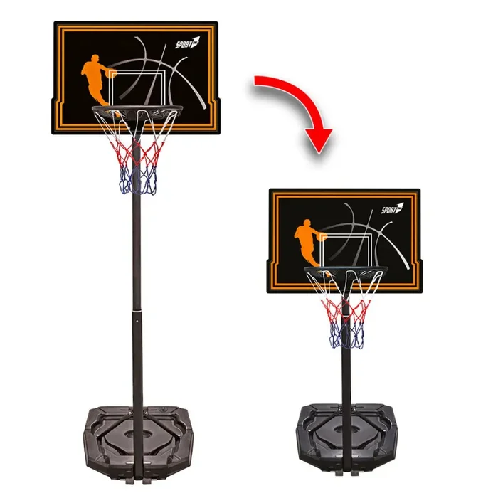 Canestro da Basket Esterno Altezza Allungabile 100-210 cm Base Zavorrabile Nero - immagine 2