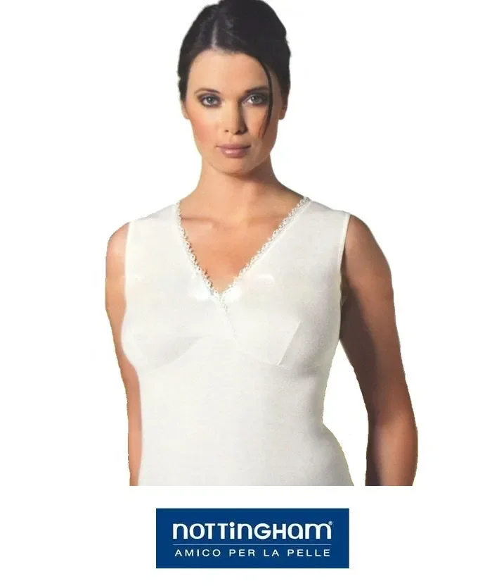 CANOTTA DONNA NOTTINGHAM FORMA SENO IN LANA-COTONE ART. VL23BW COL. FOTO MIS. A SCELTA