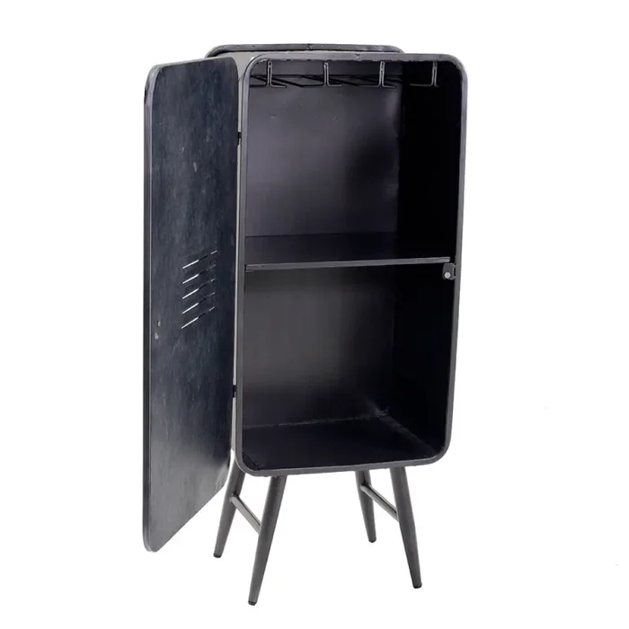 Cantinetta 6 Posti in Metallo 44x30x107cm Loker Nera - immagine 2
