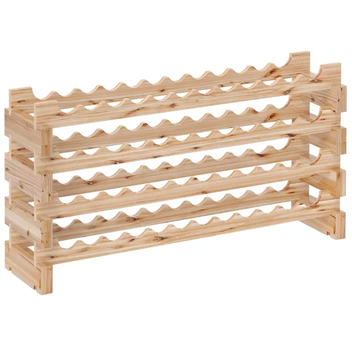 Cantinetta Portabottiglia 4 Ripiani per 48 Bottiglie di Vino 114x28x56,5 cm in Legno di Pino Sconti