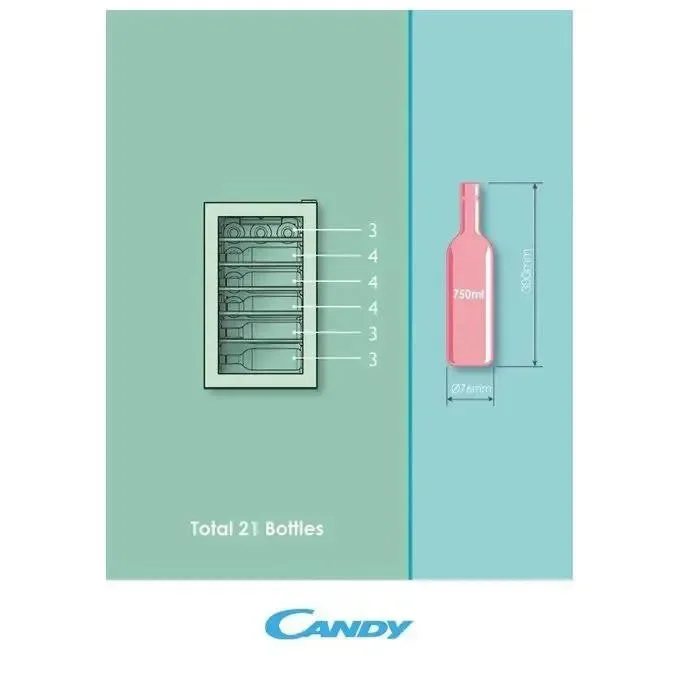 Cantinetta Vino Candy CWC 021 ELSP/NF Libera Installazione Nero 21 Bottiglie - immagine 2