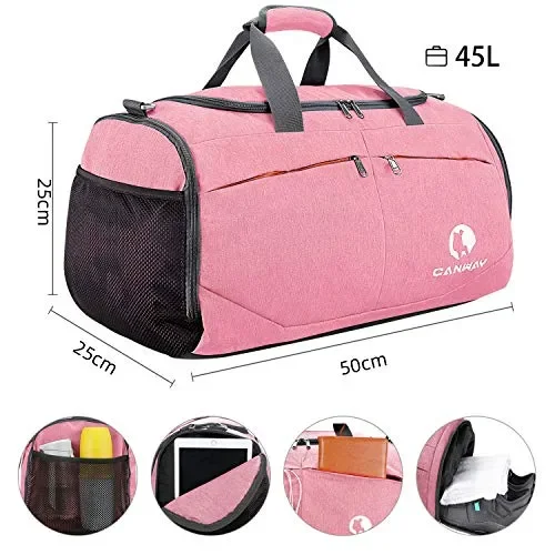 CANWAY Borsone Palestra Sportivo da Viaggio con Rosa - immagine 3