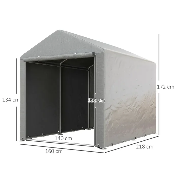 Capanno Box per Attrezzi da Giardino 160x218x172 cm Tenda in PE anti UV e Acciaio Grigio chiaro Saldi - immagine 3