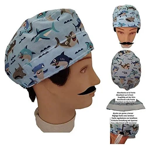 Cappello sala operatoria Squali capelli corti Chirurgo Dentista Vet Cook…