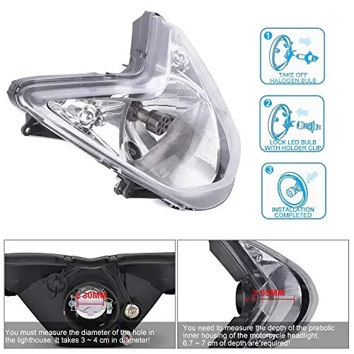 CAR ROVER LEDMT HS1-Lampadina LED per Faro Moto, 6400lm, 12 V, Grigio scuro - immagine 3