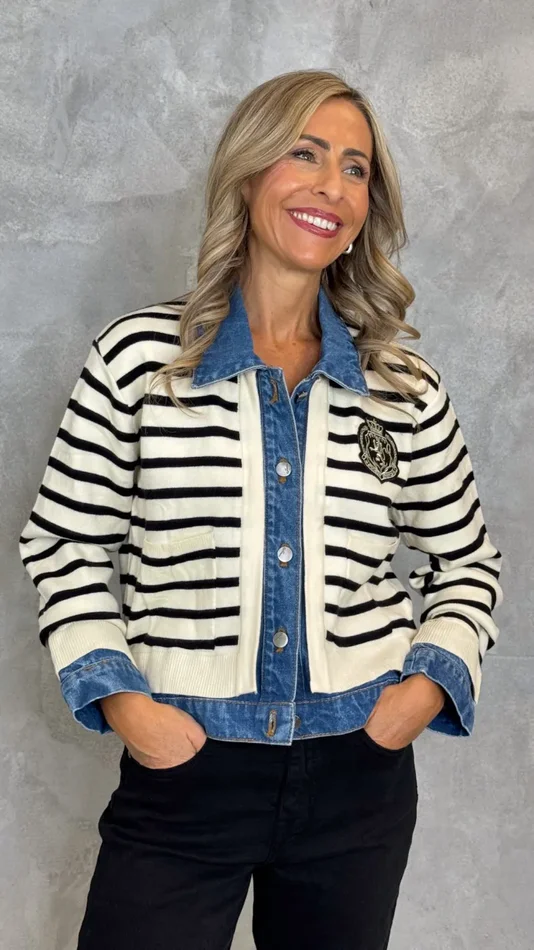 CARDIGAN CON INSERTI IN JEANS - immagine 2