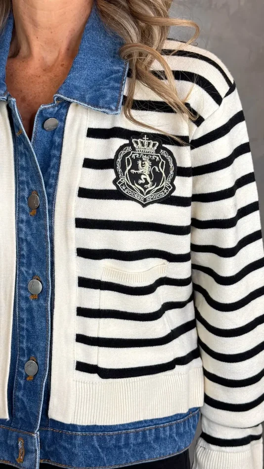 CARDIGAN CON INSERTI IN JEANS - immagine 3