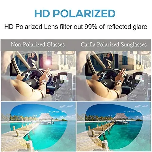 Carfia Retro Polarizzati Occhiali da sole donna uomo UV400 Donna – Nero - immagine 3