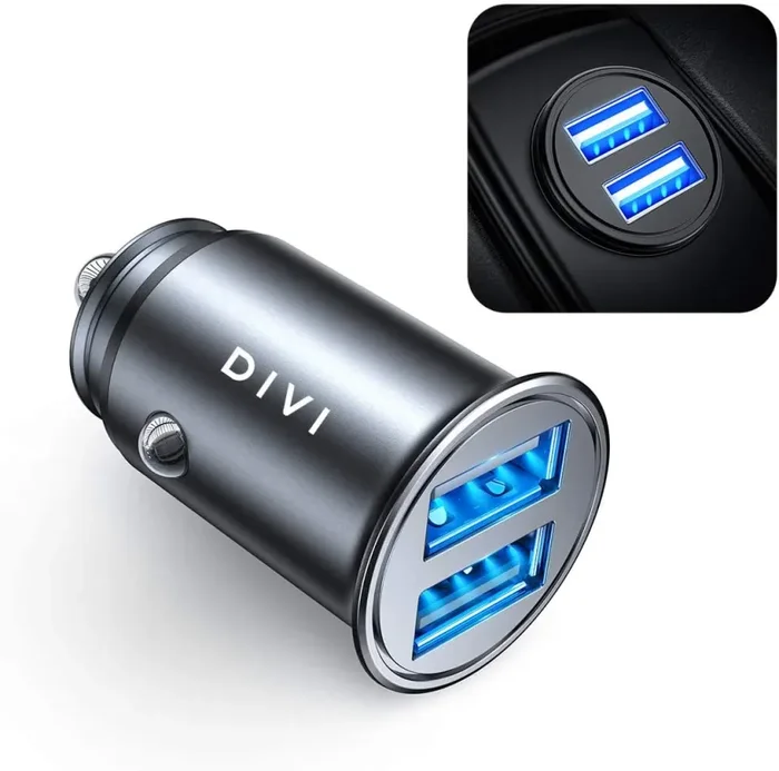 Caricabatteria auto USB, 4.8A Caricatore adattatore universale Caricabatterie da auto 2 Porte Super Mini Alluminio macchina per Phone X / 8/7 / 6s / Plus, Galaxy S8 / S7 / Edge, Huawei P9/P10 (Nero) Black - immagine 2