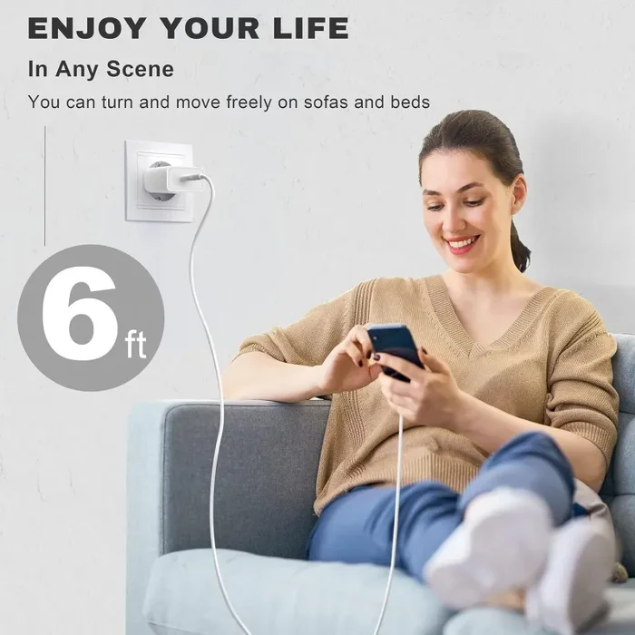 Caricatore for iPhone, 25W Caricabatterie Rapido con 2M Cavo for iPhone 14 13 12 11 Pro Max Plus XS XR SE iPad Fast Charger Caricabatteria USB C Spina Alimentatore Presa Carica Muro Ricarica Emberify - immagine 3