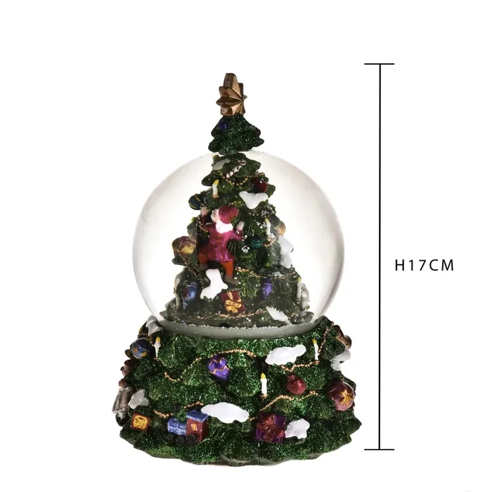 Carillon Albero di Natale con Sfera in Vetro H17 cm Verde in Resina - immagine 2