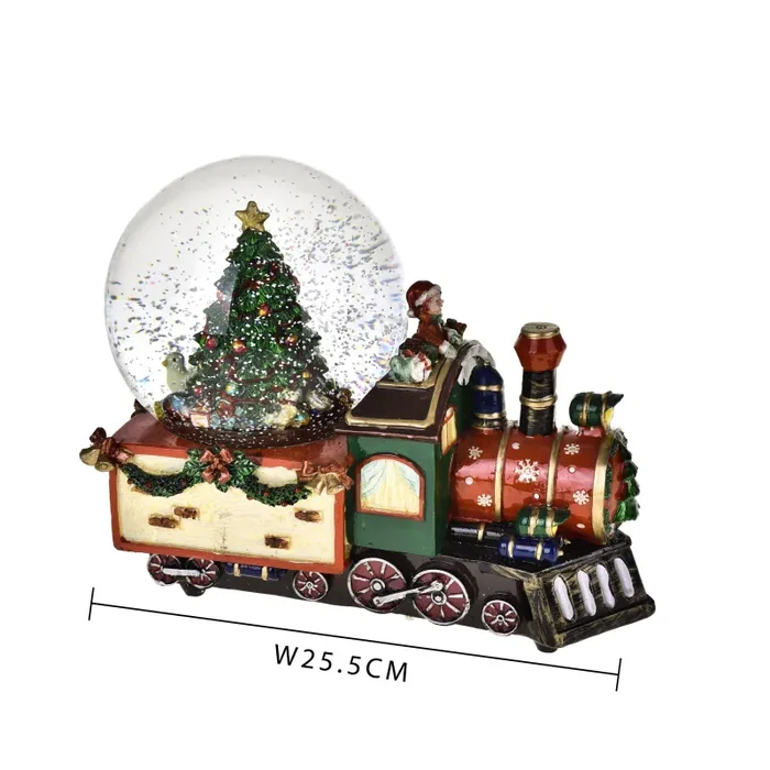 Carillon di Natale Locomotiva con Sfera in Vetro 25,5 cm in Resina - immagine 2