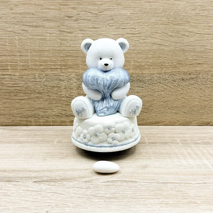 Carillon Orsetto con Cuore Celeste Orchidea Fornitura