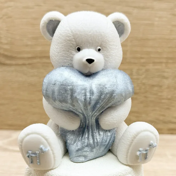 Carillon Orsetto con Cuore Celeste Orchidea Fornitura - immagine 2