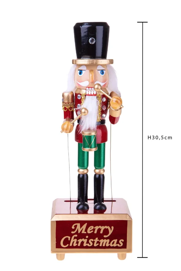 Carillon Schiaccianoci di Natale in Legno H30,5 cm Verde Sconti