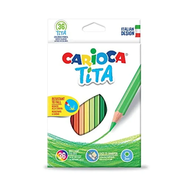 Carioca Matite TITA| Set Pastelli Colorati Esagonali con Punta Resistente per Bambini, Colori Assortiti, 36 Pezzi