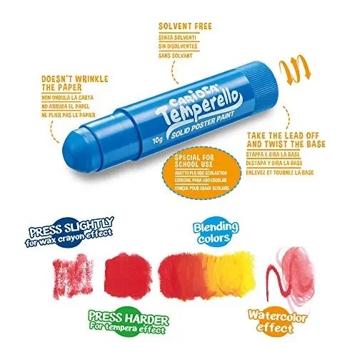 Carioca Tempere Stick Temperello | Tempere Solide Colorate in Scatola per Bambini, Tempere Super Lavabili, Colori Assortiti, 12 Pezzi Vendita calda - immagine 3