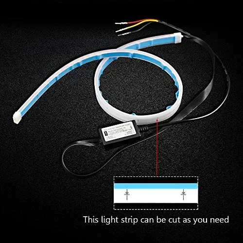 CARLITS – 2 strisce flessibili a doppio colore per fari, 61 cm, luce bianca… - immagine 2