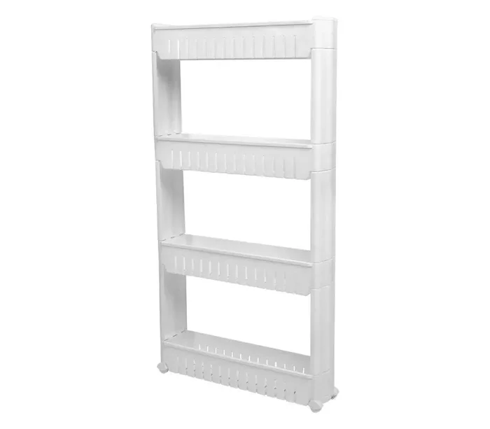 Carrellino da Cucina 54x102x12 cm 4 Ripiani con Ruote in Plastica Bianco - immagine 2