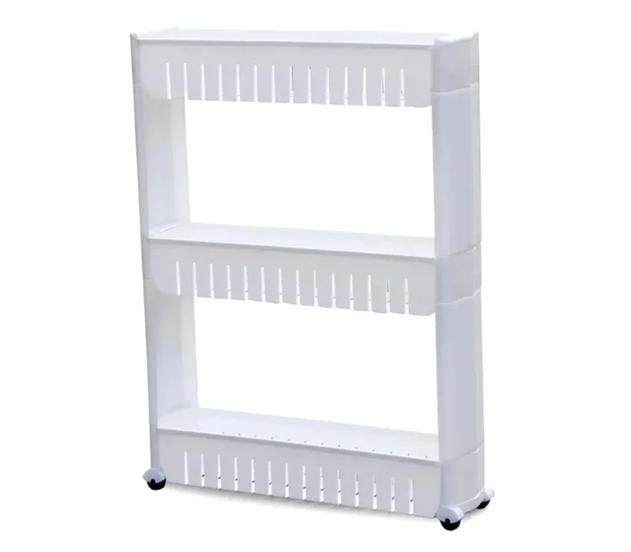Carrellino da Cucina 72x55x13 cm 3 Ripiani con Ruote in Plastica Bianco