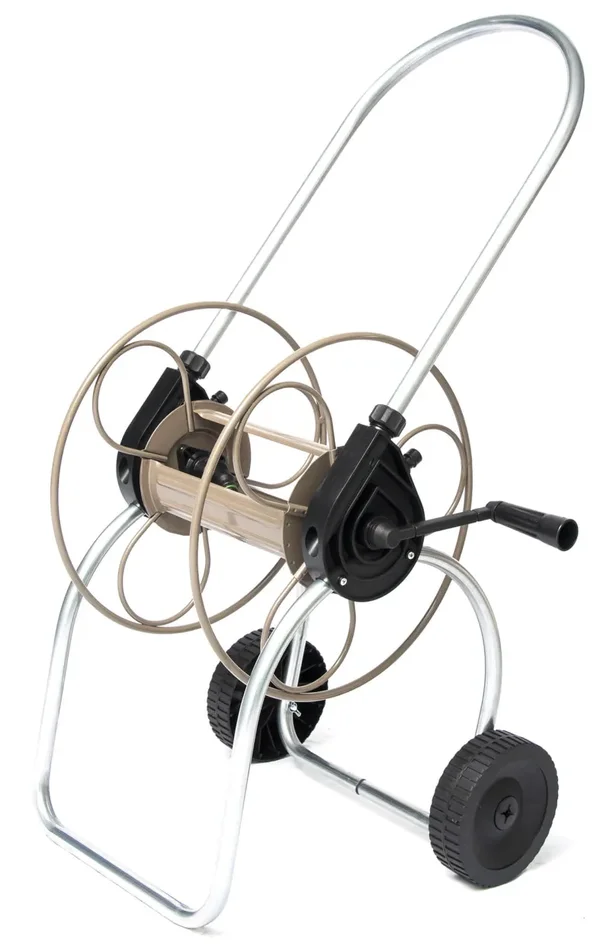 Carrello Avvolgitubo Manuale 60 mt in Acciaio Zincato Tortora