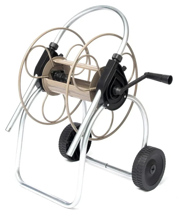 Carrello Avvolgitubo Manuale 60 mt in Acciaio Zincato Tortora - immagine 2