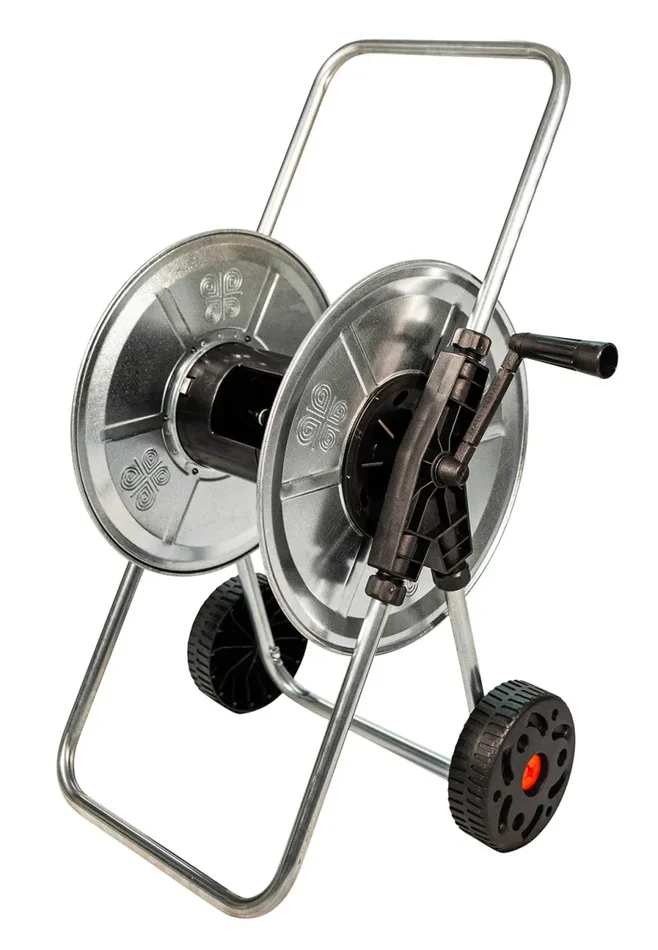 Carrello Avvolgitubo Manuale con Ruote 50 mt Tubo Ø1/2” in Acciaio Zincato Grigio Agrati