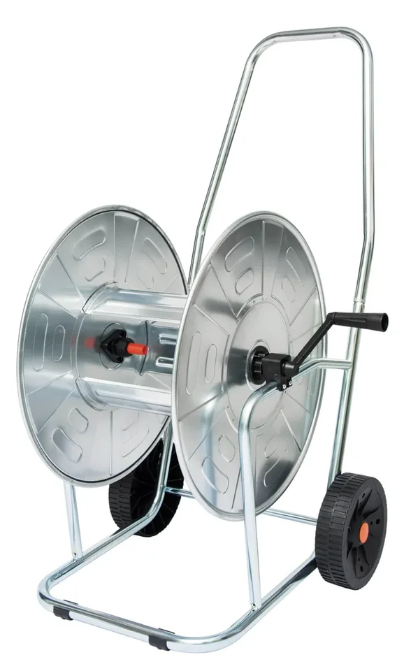 Carrello Avvolgitubo Manuale con Ruote 80 mt Tubo Ø3/4” in Acciaio Zincato Grigio Agrati