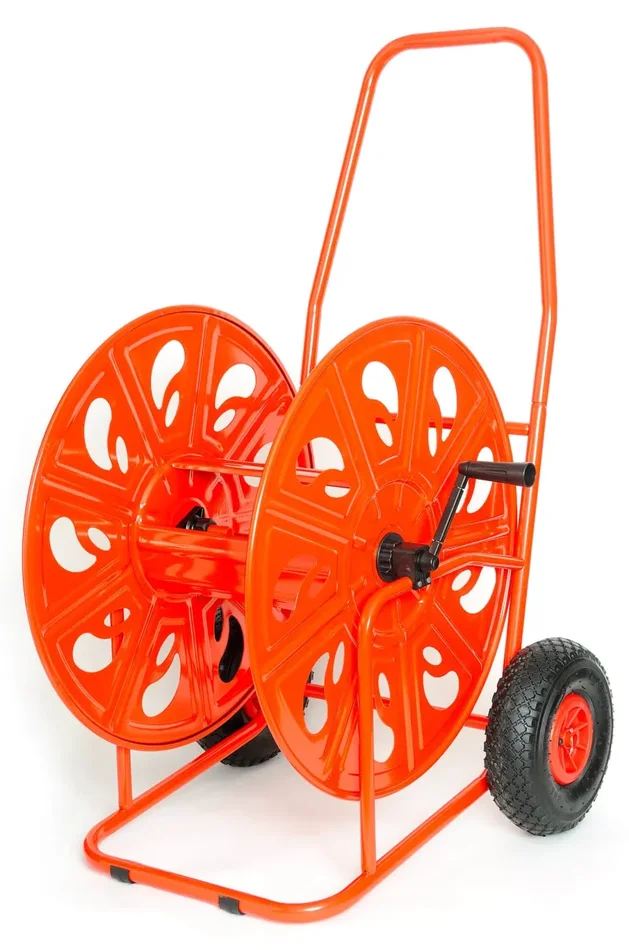 Carrello Avvolgitubo Manuale con Ruote Gonfiabili 140 mt Tubo Ø3/4” in Acciaio Verniciato Rosso Agrati - immagine 3