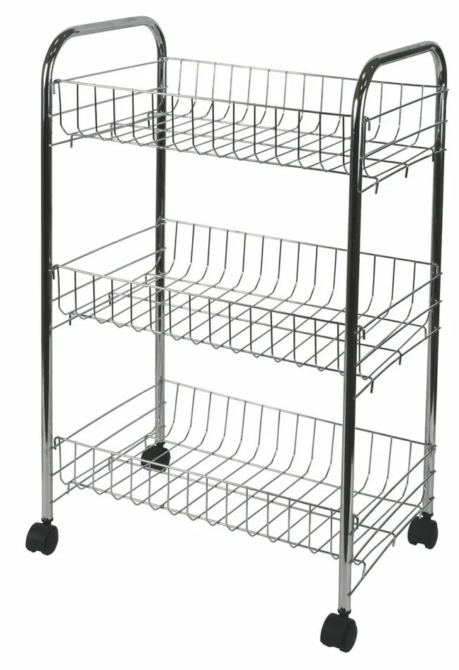 Carrello da Cucina 3 Ripiani 40x26x62 cm in Metallo Cromato