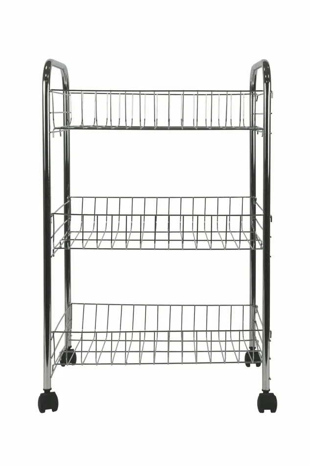 Carrello da Cucina 3 Ripiani 40x26x62 cm in Metallo Cromato - immagine 2