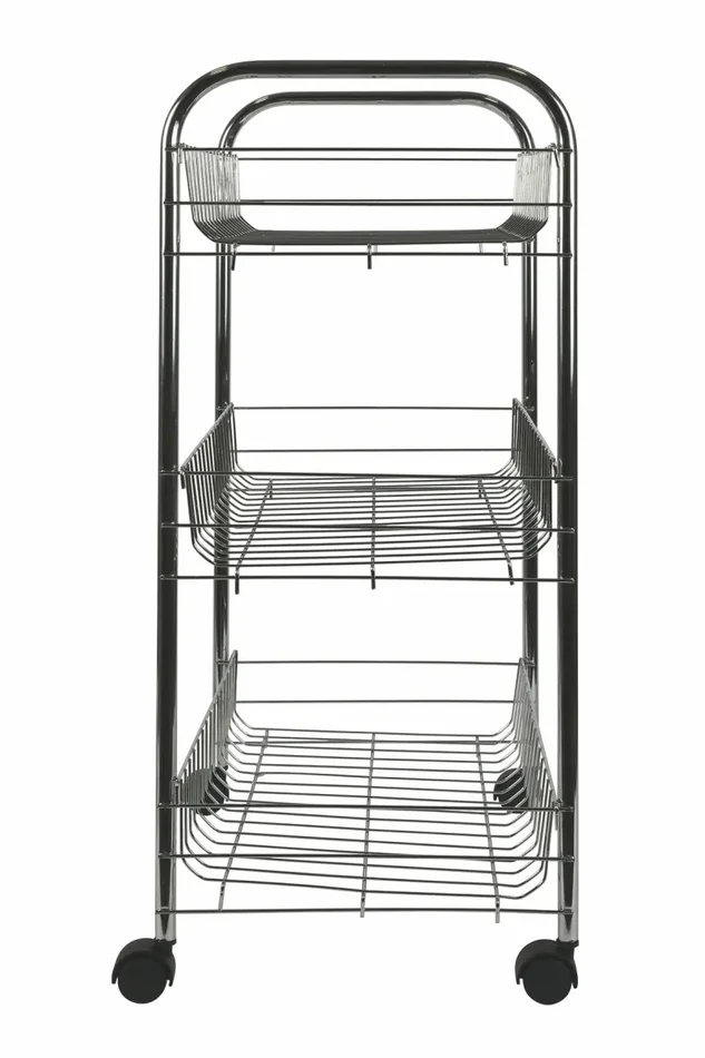 Carrello da Cucina 3 Ripiani 40x26x62 cm in Metallo Cromato - immagine 3