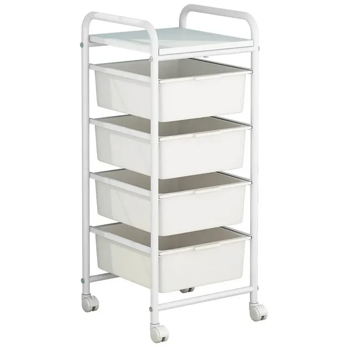 Carrello da Cucina 4 Cassetti 32,5×36,5×73 cm in Plastica Daria Bianca