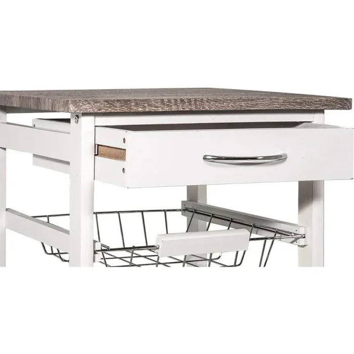 Carrello da Cucina 47x37x83 cm 4 Ceste in Legno MDF Harmony Bianco - immagine 2