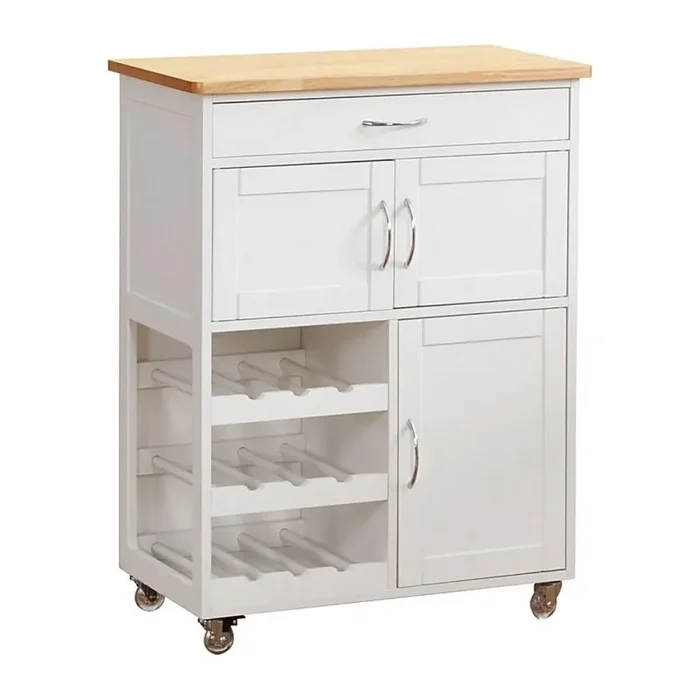 Carrello da cucina 67x36x87 cm in legno Rovere bianco