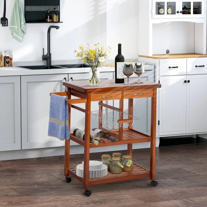 Carrello da Cucina da Cucina con Cassetti in Legno 81x38x85 cm Fornitura - immagine 2