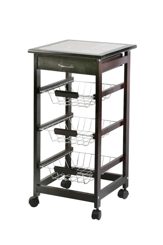 Carrello da Cucina in Legno Wengè 3 Cestelli Tosini A308-28W