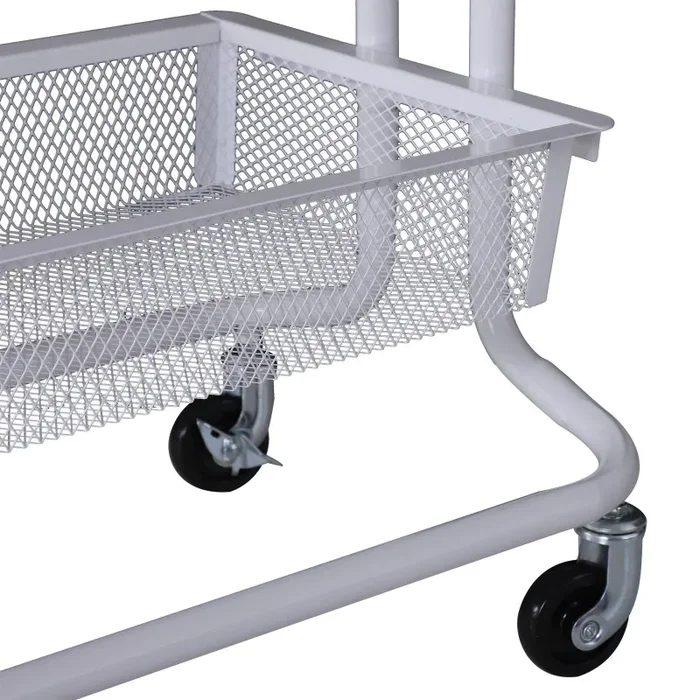 Carrello da Cucina Multiuso Salvaspazio 3 Livelli in Acciaio a Rete Bianco 47×38.5×89 cm - immagine 2