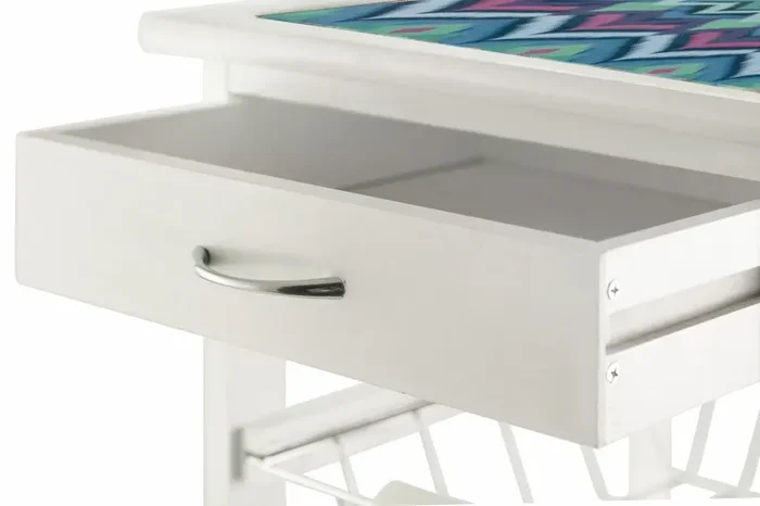 Carrello da Cucina Salvaspazio 37x37x76 cm 3 Ceste in Legno Soriani Zig Zag Bianco - immagine 2