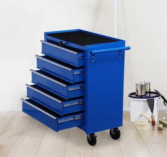 Carrello da Lavoro con 5 Cassetti Porta Utensili Blu 67.5x33x77 cm - immagine 2