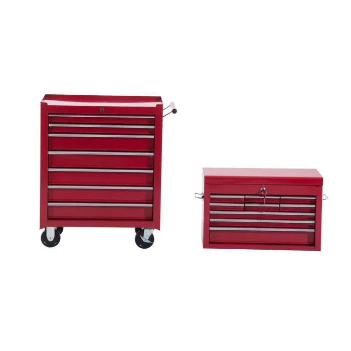 Carrello da Officina Portautensili Attrezzi con Cassettiera Rosso 61.5x33x113 cm - immagine 3