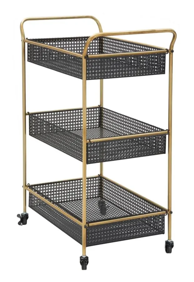 Carrello Fashion 56x37x81 cm in Ferro Nero e Oro - immagine 3