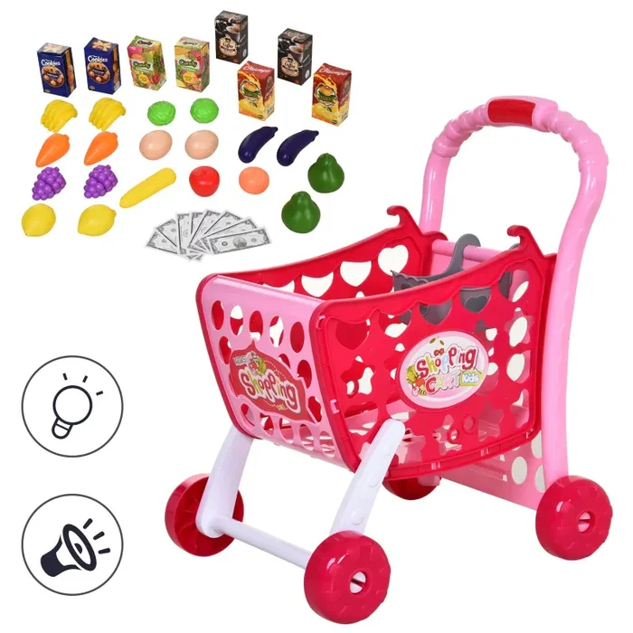 Carrello Giocattolo Spesa per Bambini 41,5×33,5×48,5 cm Rosa