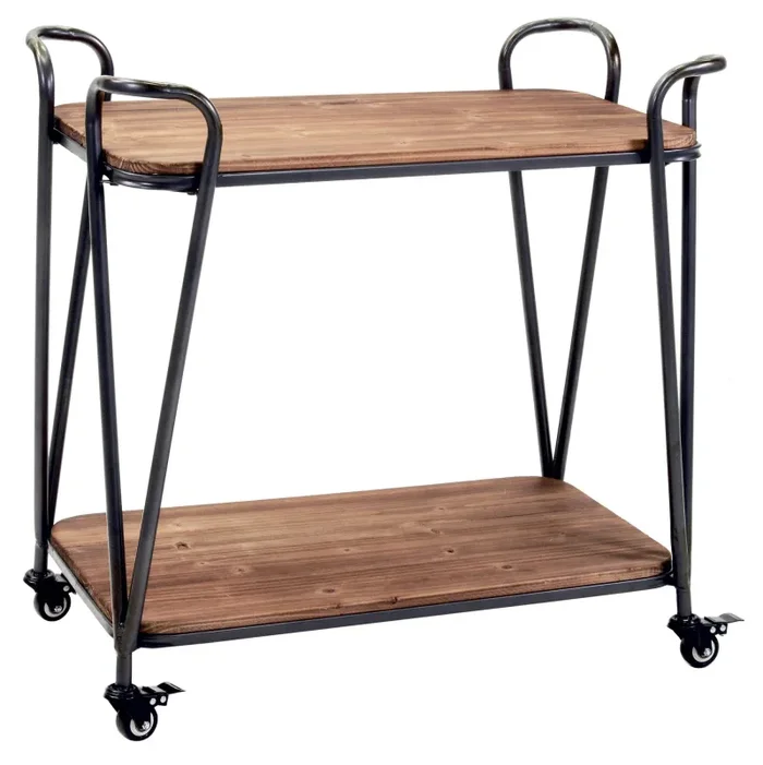 Carrello in Metallo 2 Ripiani in Legno